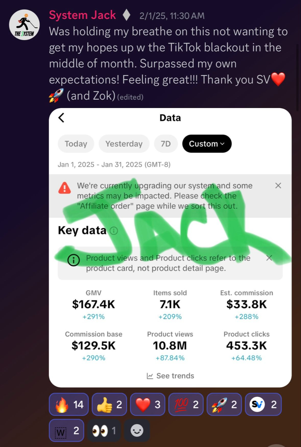 Creator earnings screenshot