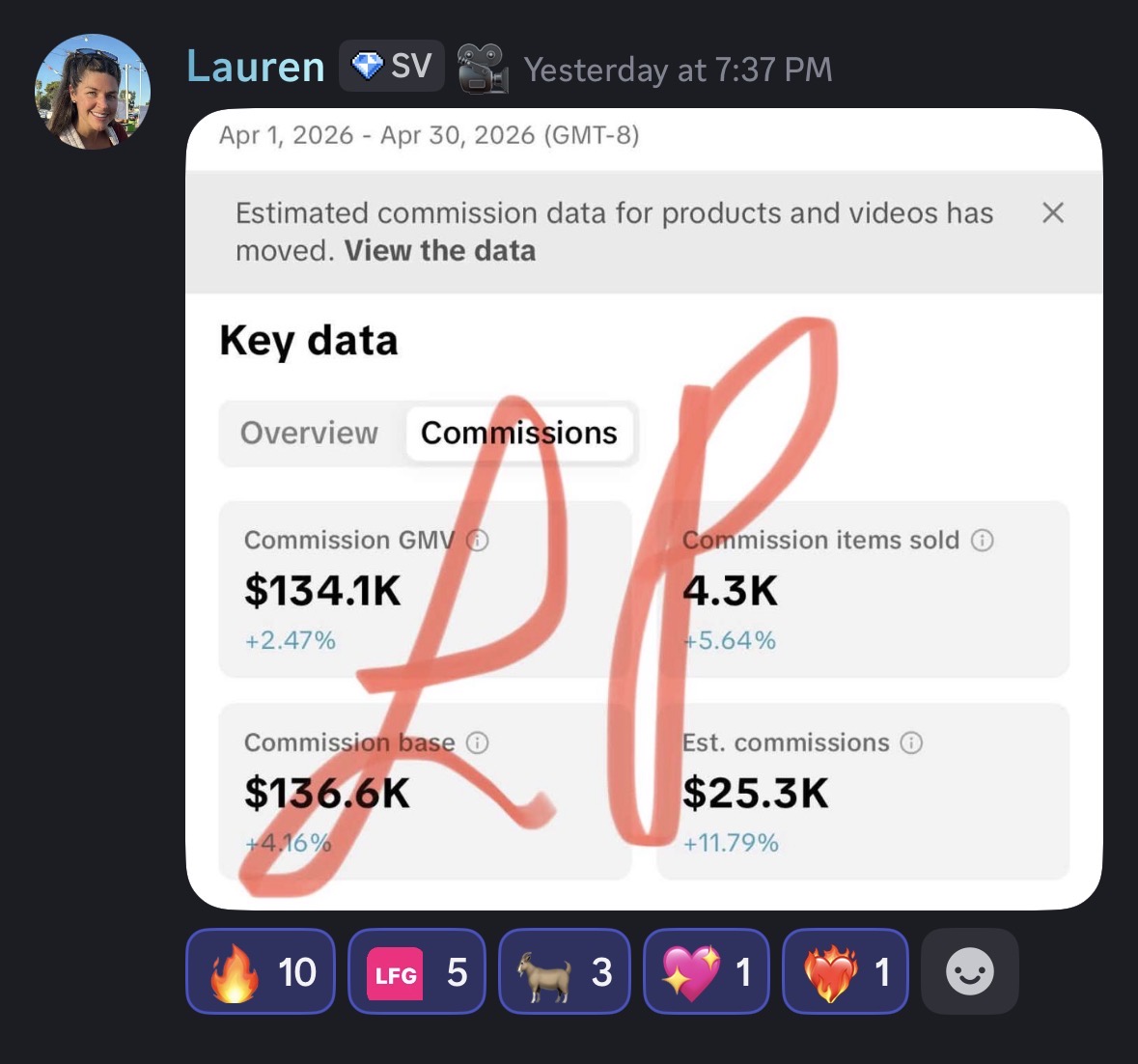 Creator earnings screenshot