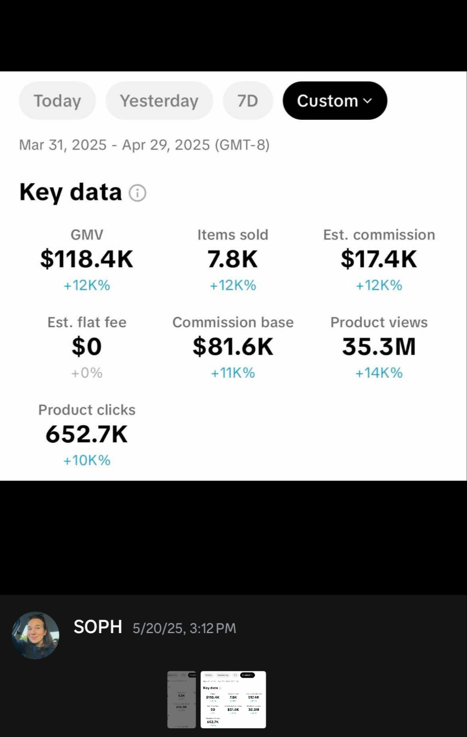 Creator earnings screenshot